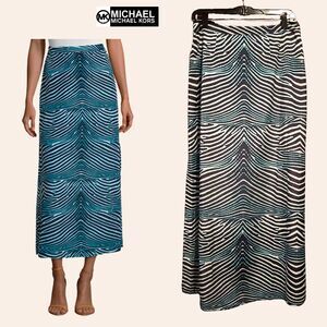 MICHAEL Michael Kors NEW Real Navy Side-Slits Lined Maxi Skirt 10 (Fits 14)